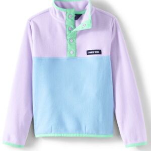 Lands' End Kids' Colorblock Fleece Pullover - Purple and Blue